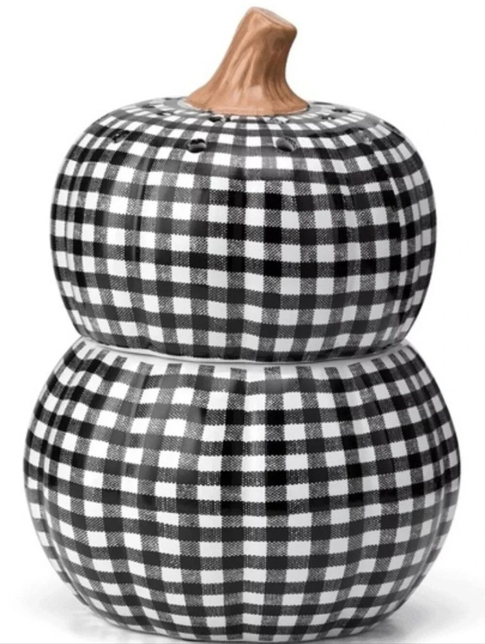 Scentsy Gingham Gourd Pumpkin wax warmer. Black & White Plaid, In Box